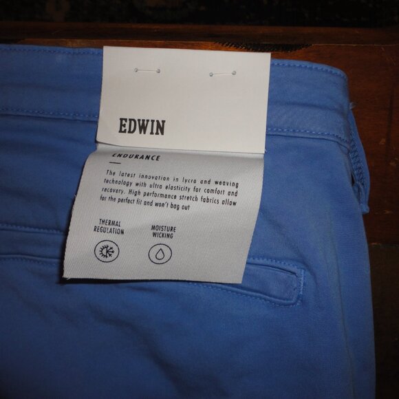 EDWIN Endurance "Mason" Slim Chino Blue Slacks Pants Size 38 x 32 NWT - Picture 9 of 10